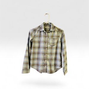 Abercrombie Kids Blue and Brown Plaid Button Down Shirt